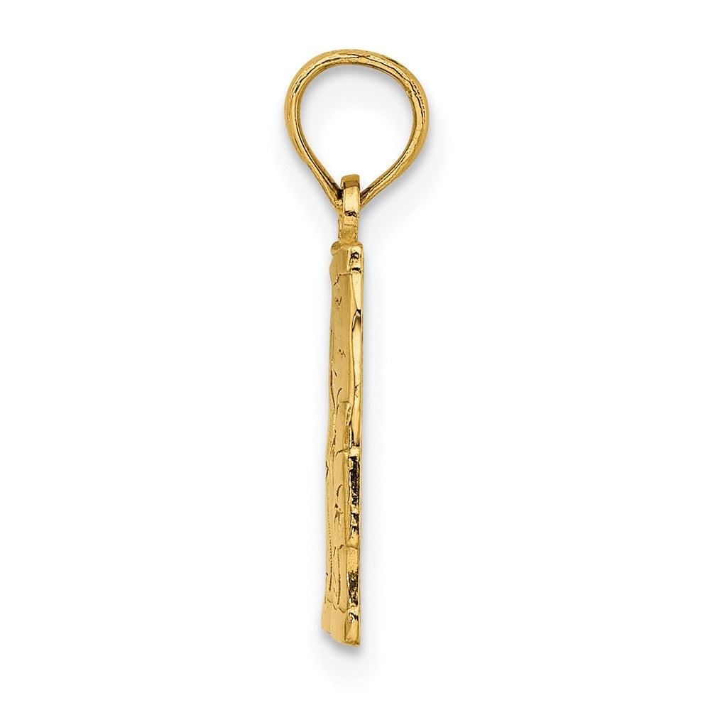 14K Yellow Gold Engraved Board Shorts W/ Palm Trees Charm