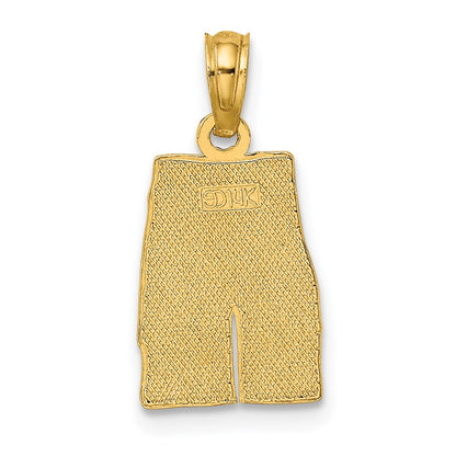 14K Yellow Gold Engraved Board Shorts W/ Palm Trees Charm