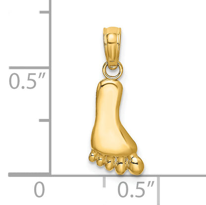 14K Yellow Gold Polished Foot Charm