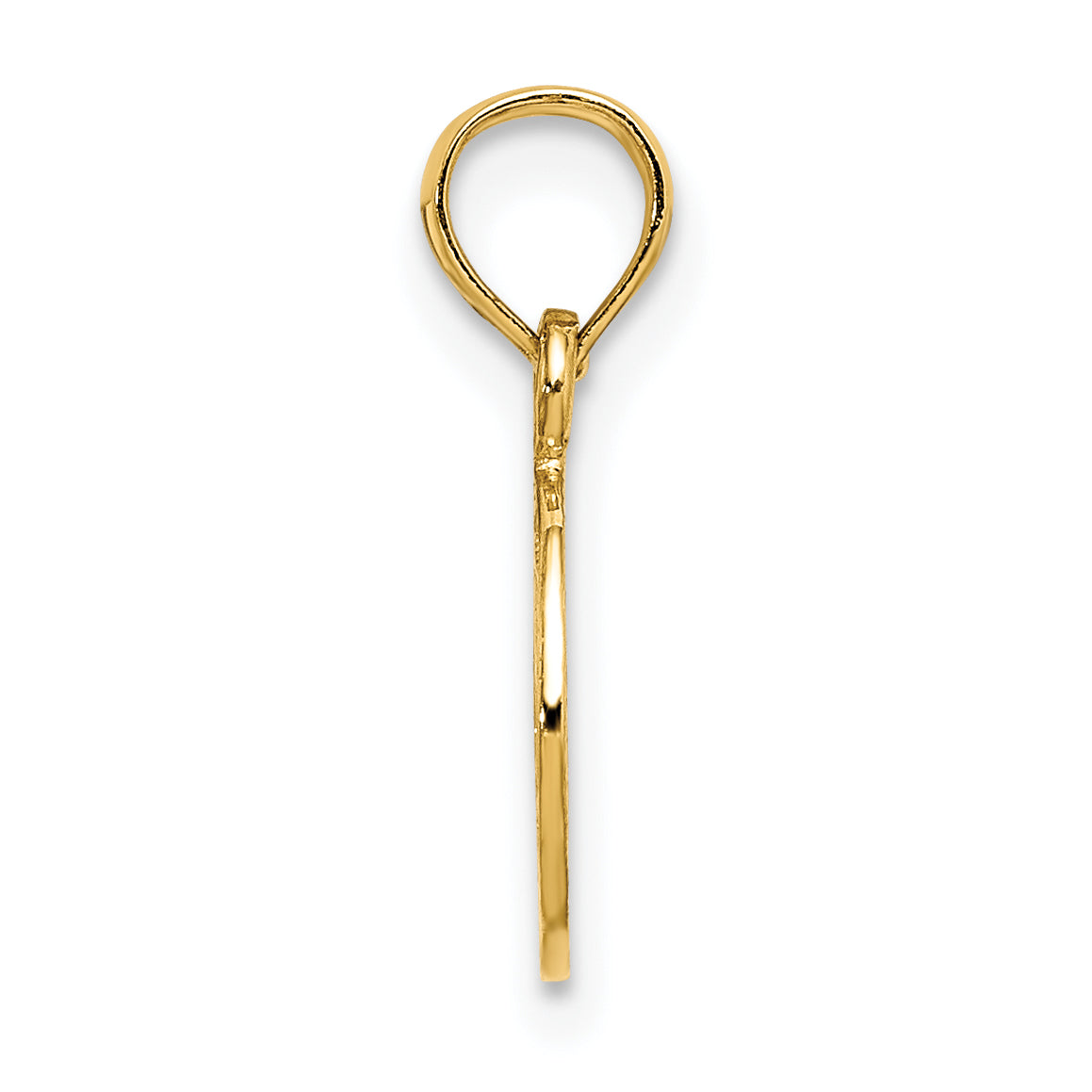 14K Yellow Gold Flat Textured Mini Peace Sign Charm