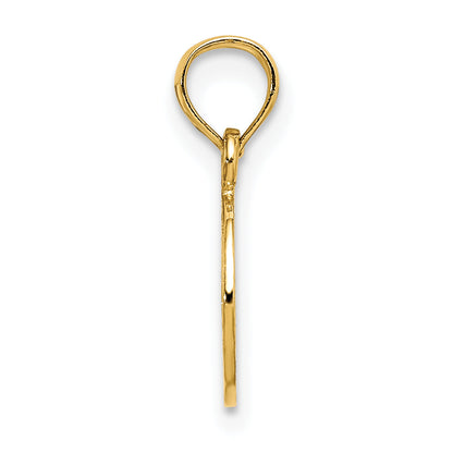 14K Yellow Gold Flat Textured Mini Peace Sign Charm