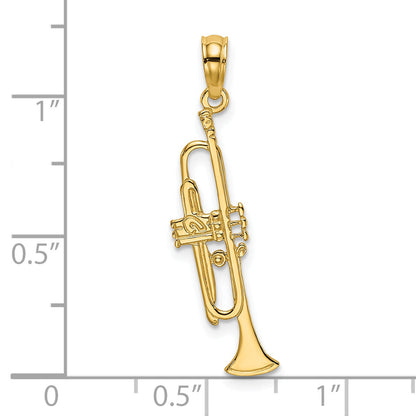 14K Yellow Gold Polished Trumpet Charm