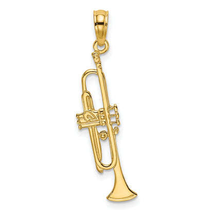 14K Yellow Gold Polished Trumpet Charm