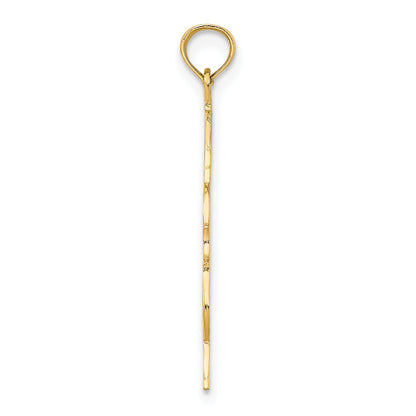 14K Yellow Gold Polished Engraved Upright Bass Charm