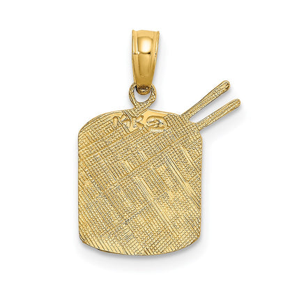14K Yellow Gold Polished Drum And Sticks Charm