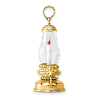 14K Yellow Gold Glass W/ Enamel 3-D Candle Lantern Charm