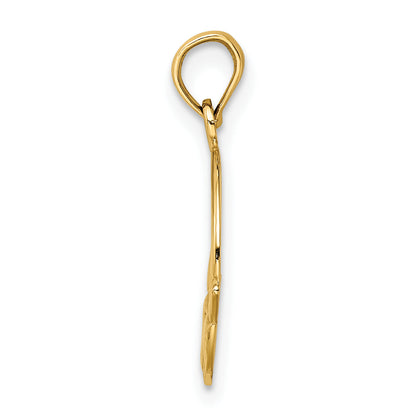 14K Yellow Gold Polished Round Claddagh Charm