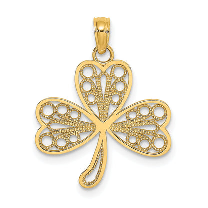 14K Yellow Gold Filigree 3-Leaf Clover Charm