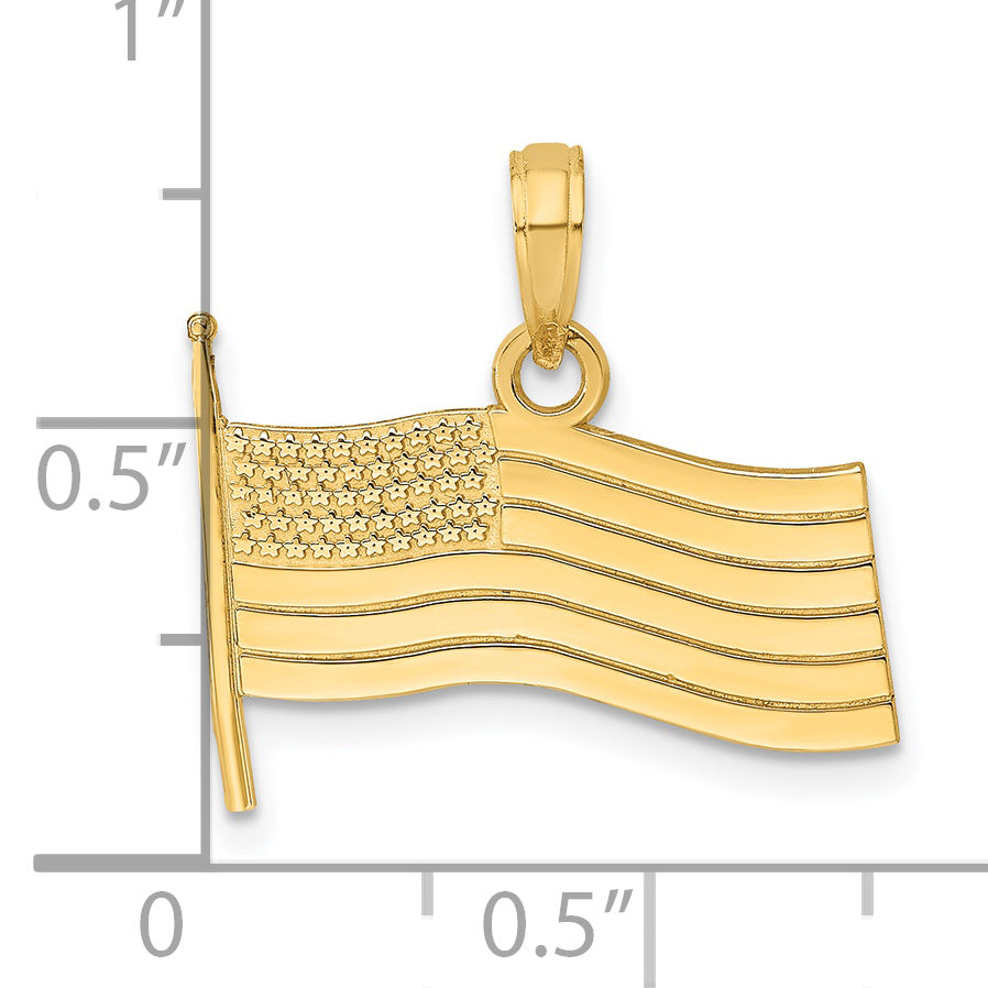 14K Yellow Gold American Flag Charm