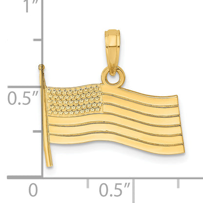 14K Yellow Gold American Flag Charm