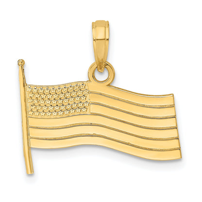 14K Yellow Gold American Flag Charm