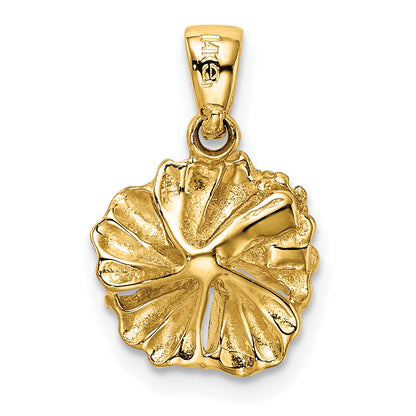 14K Yellow Gold Textured Hibiscus Flower Charm