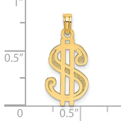 14K Yellow Gold Textured Dollar Sign Charm