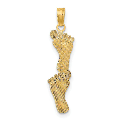 14K Yellow Gold Polished Double Vertical Feet Charm