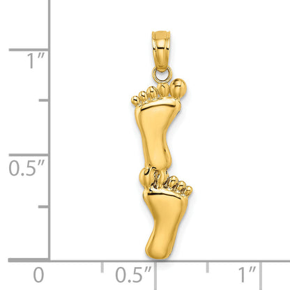 14K Yellow Gold Polished Double Vertical Feet Charm