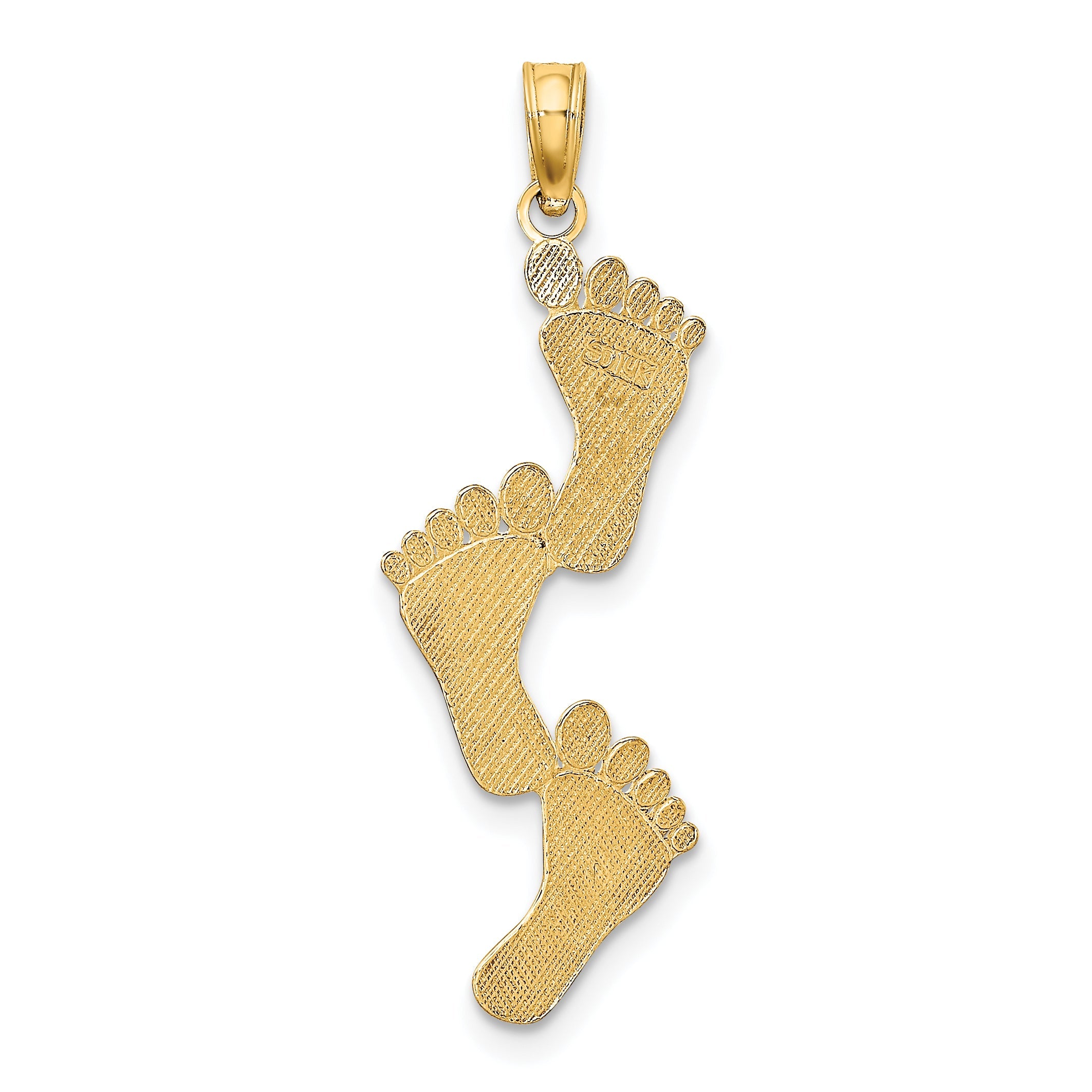 14K Yellow Gold Polished Triple Vertical Feet Charm
