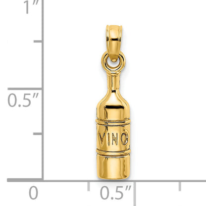 14K Yellow Gold Wine Bottle Charm