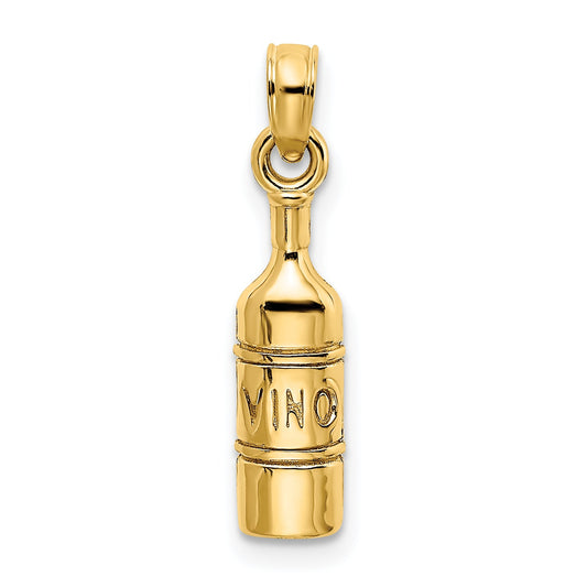 14K Yellow Gold Wine Bottle Charm