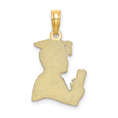 14K Yellow Gold Polished Male Graduation Profile Charm
