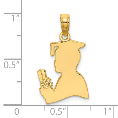 14K Yellow Gold Polished Male Graduation Profile Charm