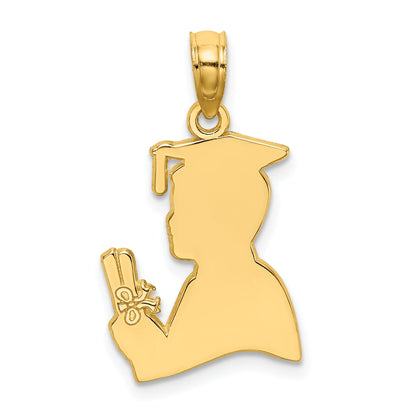 14K Yellow Gold Polished Male Graduation Profile Charm