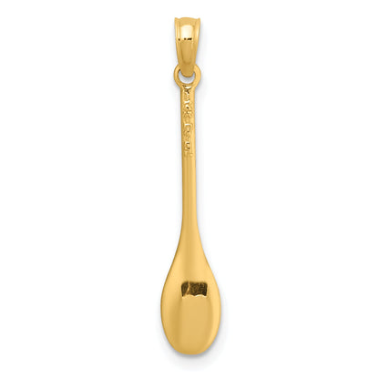 14K Yellow Gold Polished 3-D Spoon Charm