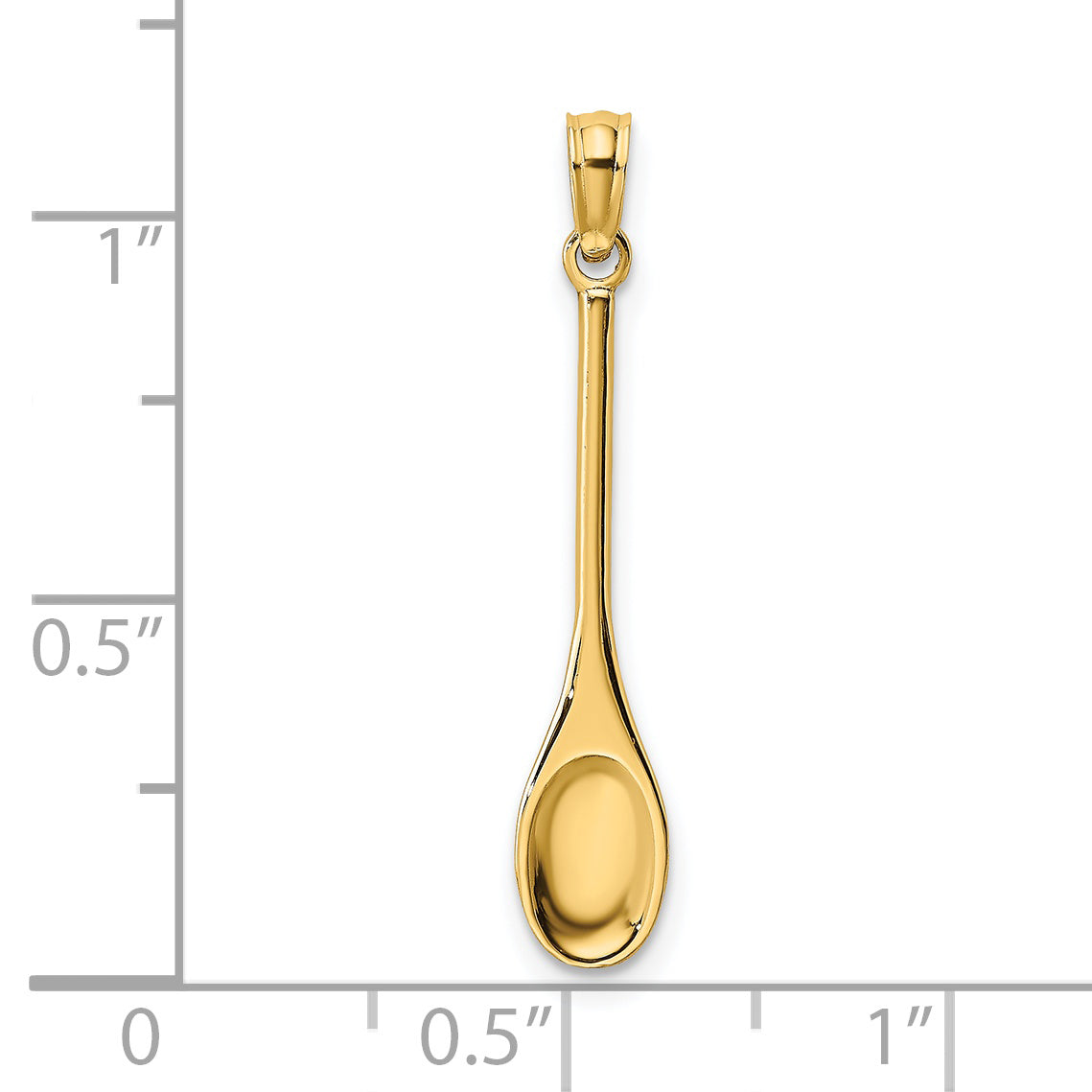 14K Yellow Gold Polished 3-D Spoon Charm