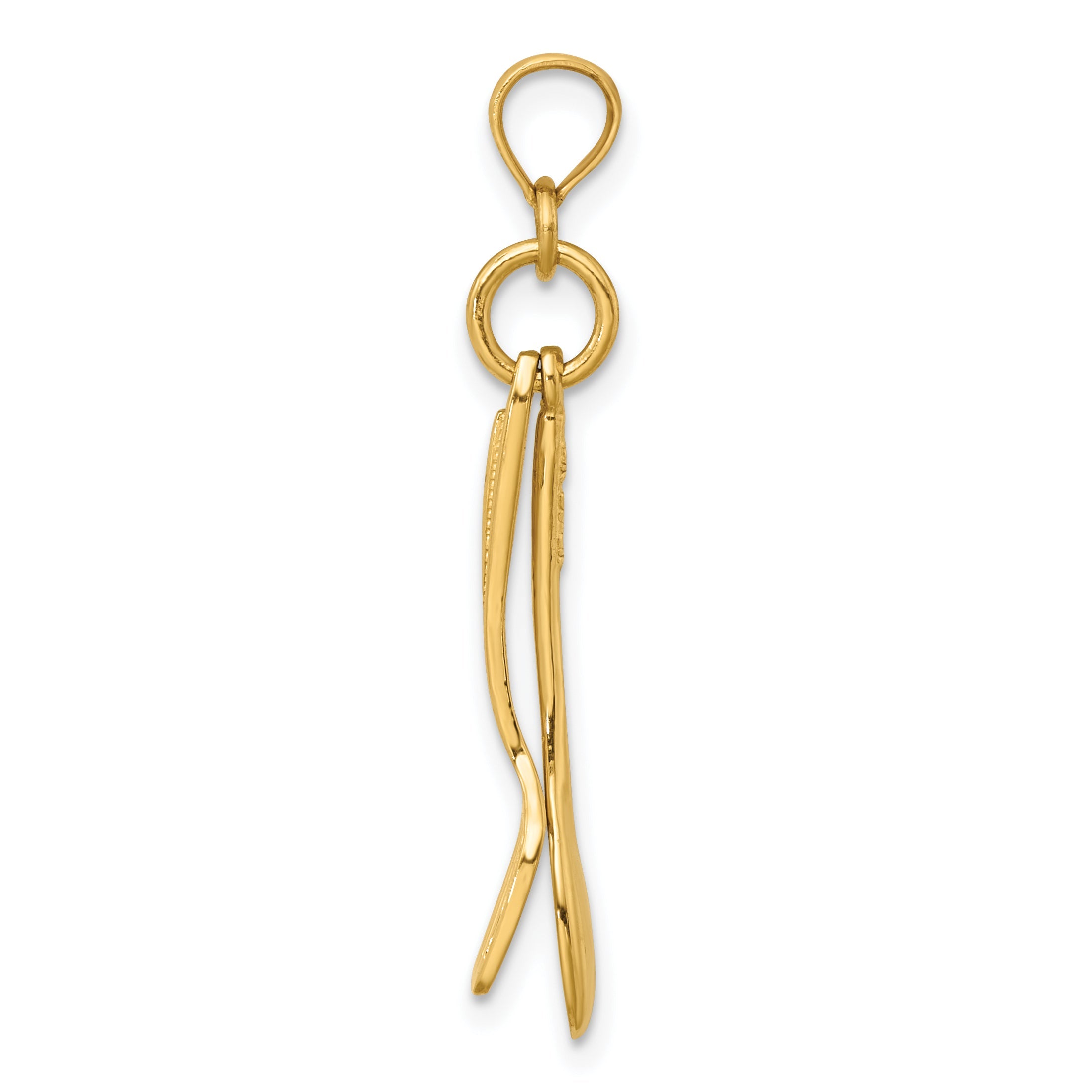 14K Yellow Gold 3-D Moveable Spoon And Spatula Charm