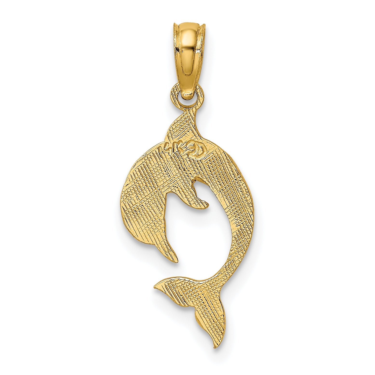 14K Yellow Gold Flat And Polished Dolphin Charm