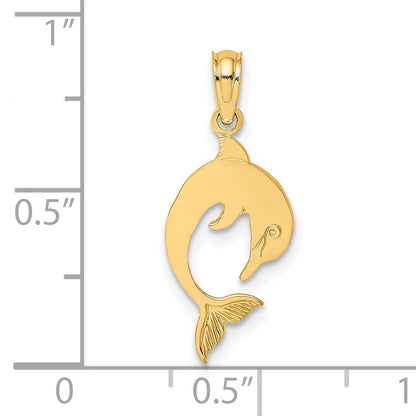 14K Yellow Gold Flat And Polished Dolphin Charm