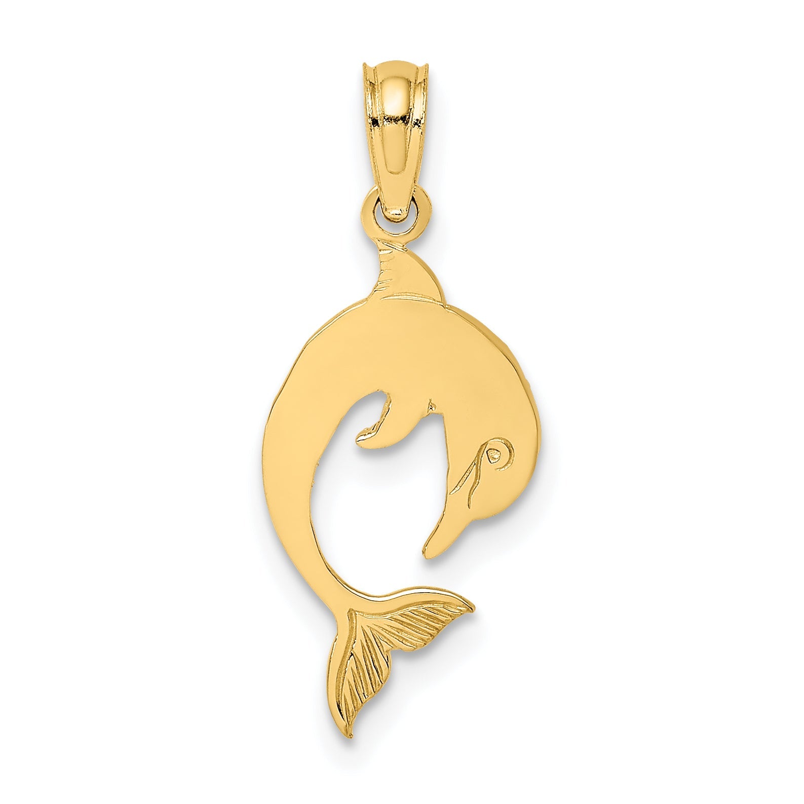 14K Yellow Gold Flat And Polished Dolphin Charm