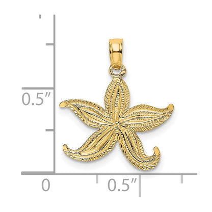 14K Yellow Gold Flat Starfish Charm