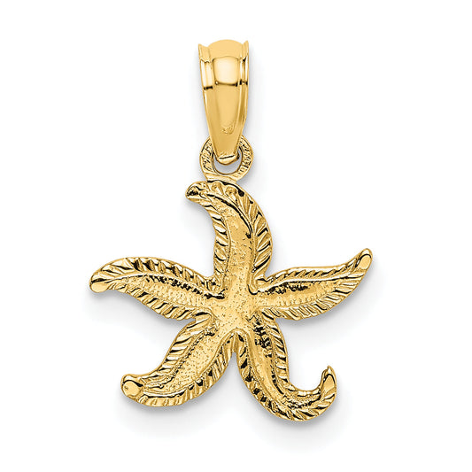 14K Yellow Gold Flat Starfish Charm