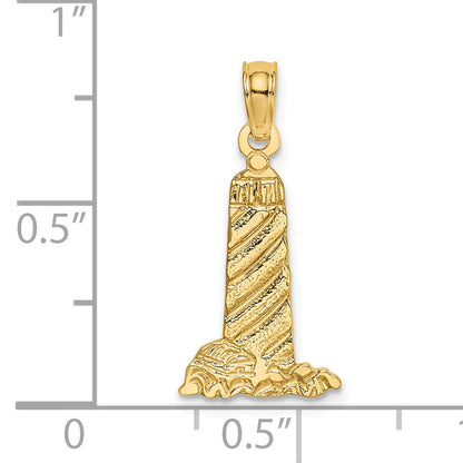 14K Yellow Gold Small Lighthouse W/Building Charm