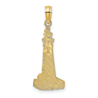 14K Yellow Gold Flat And Textured Lighthouse Charm