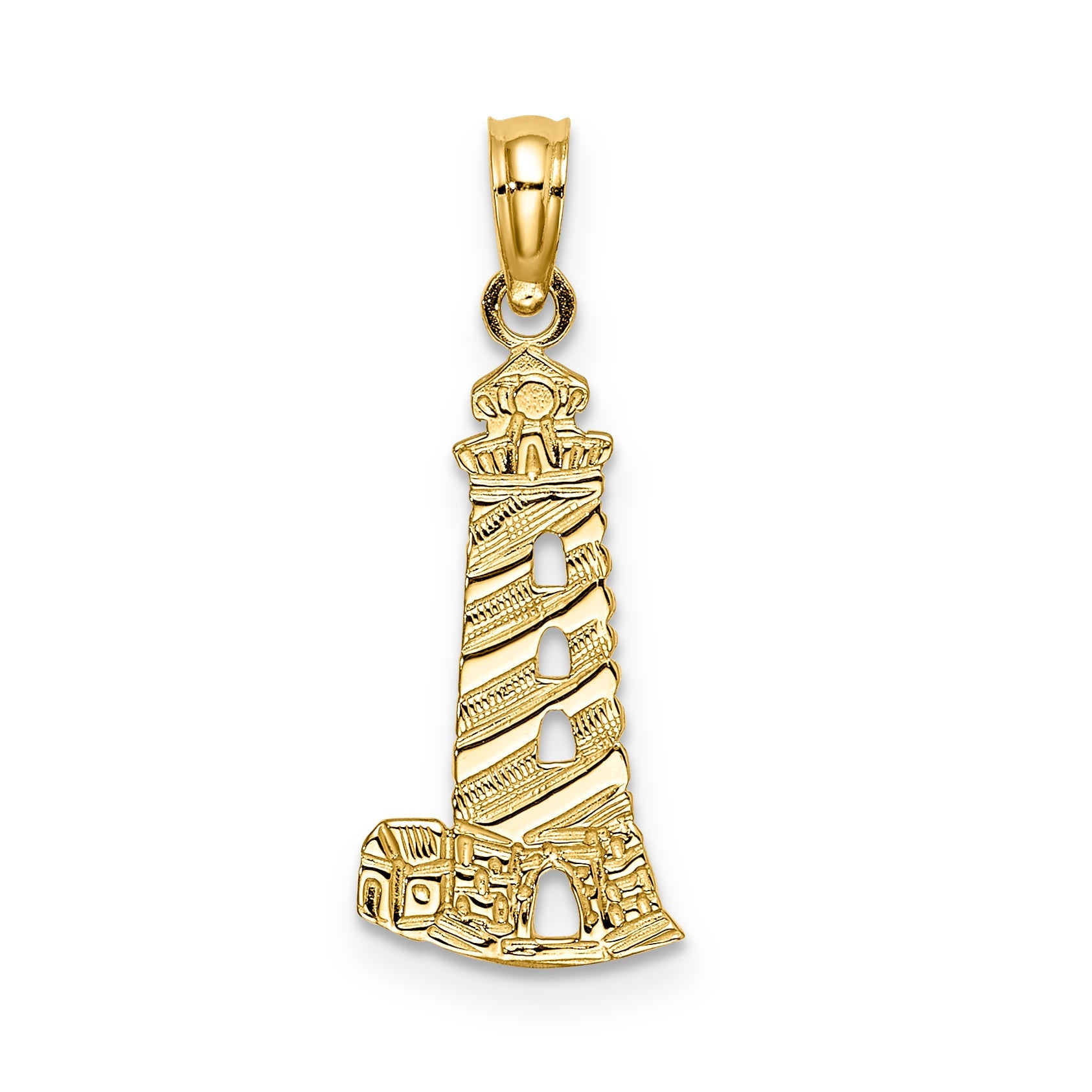 14K Yellow Gold Lighthouse Charm
