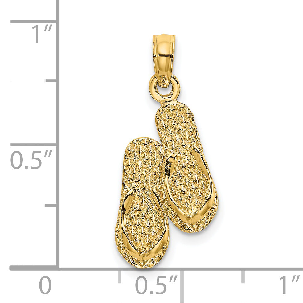 14K Yellow Gold Antigua, W.I. Double Flip-Flop Charm