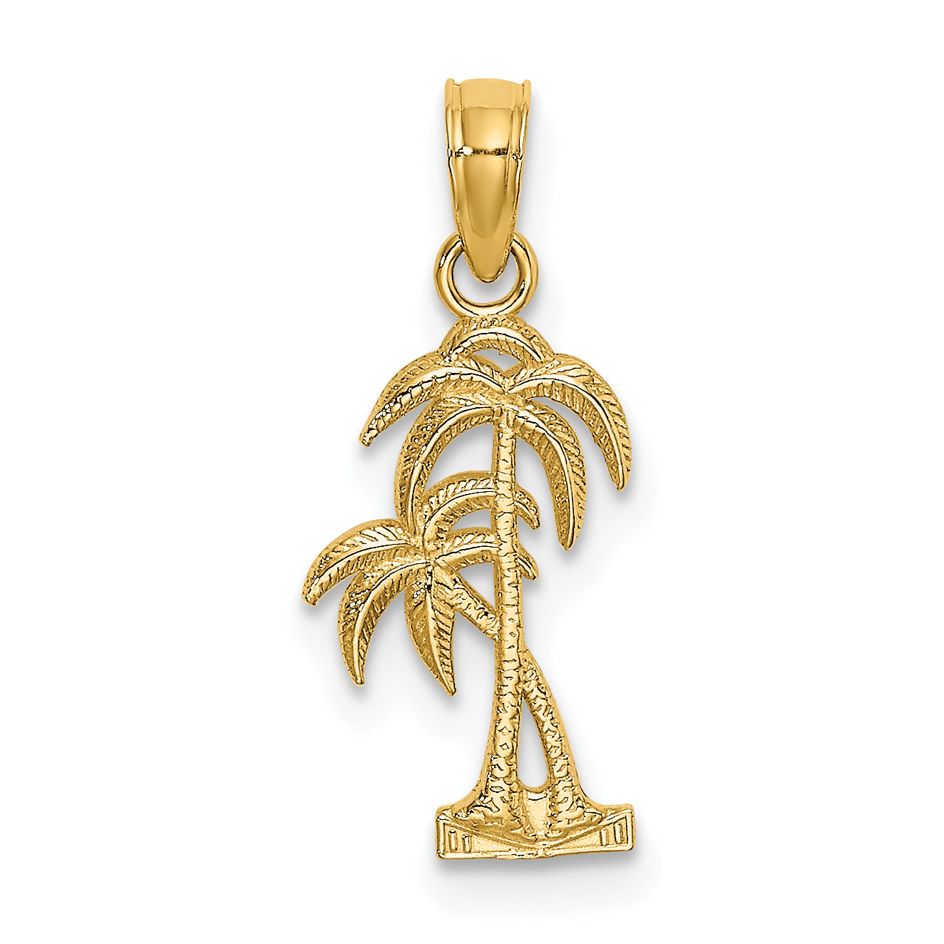 14K Yellow Gold Textured Double Palm Tree Charm