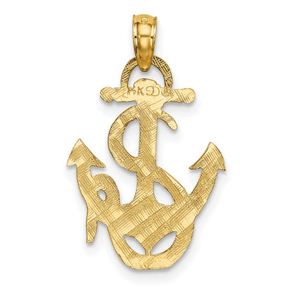 14K Yellow Gold Polished Anchor And Rope Charm