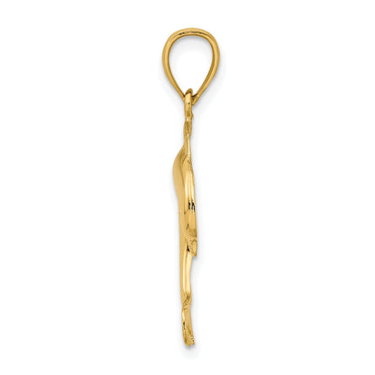 14K Yellow Gold Polished Jumping Dolphin Charm