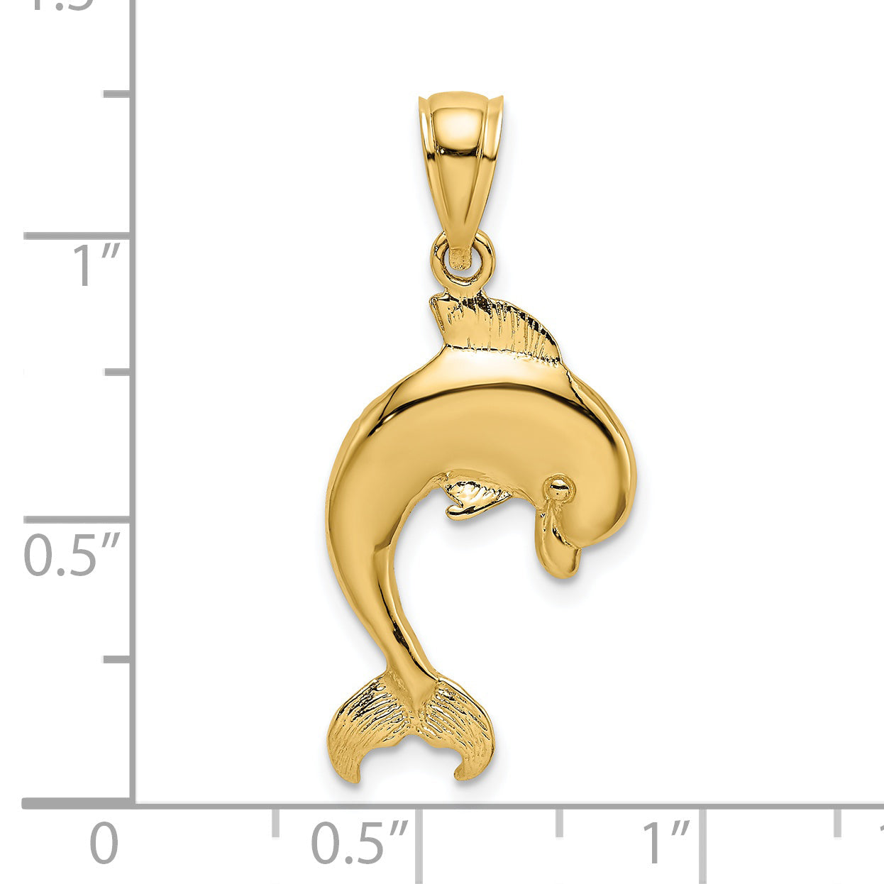 14K Yellow Gold Polished Jumping Dolphin Charm