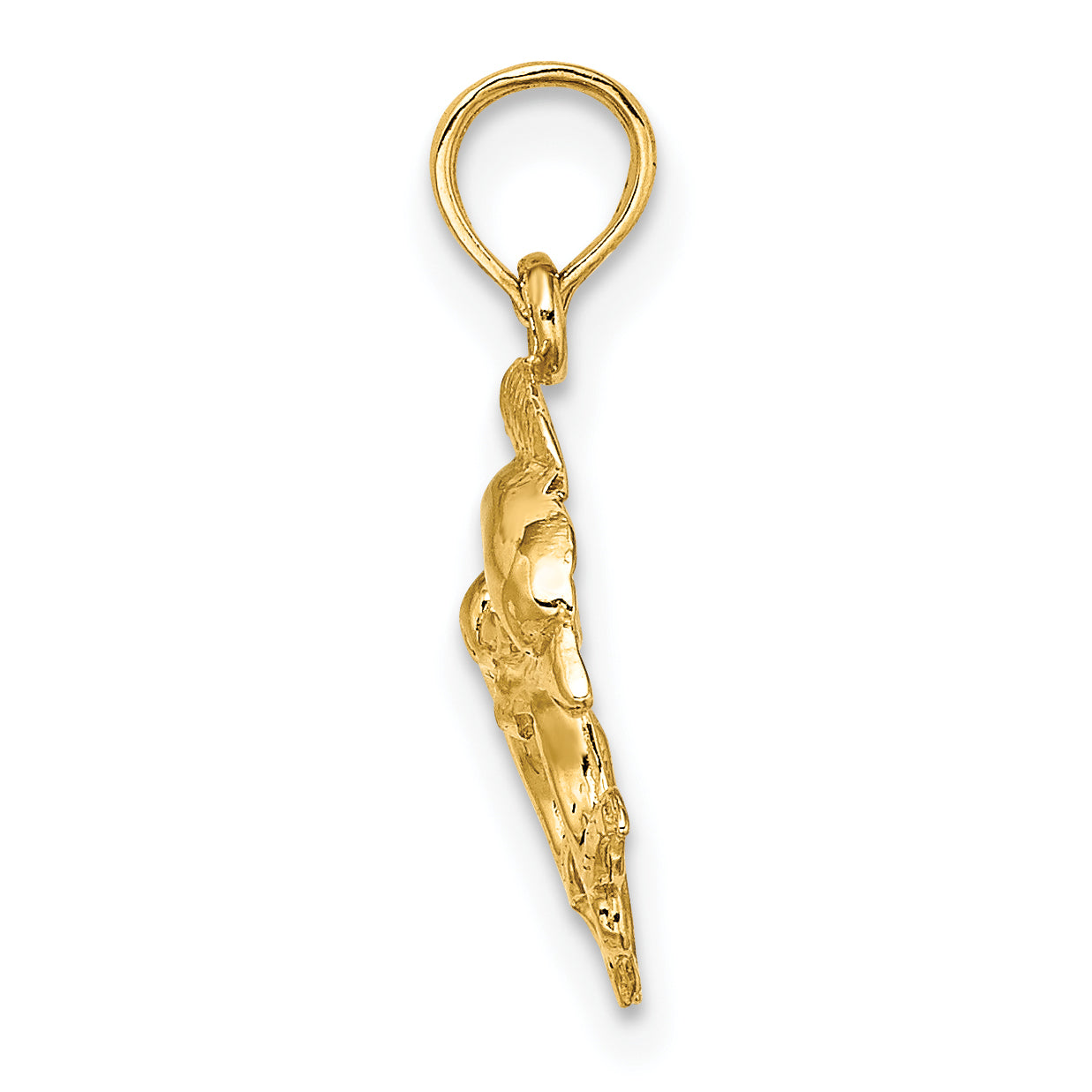 14K Yellow Gold Polished 2-D Mini Double Dolphins Charm