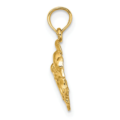 14K Yellow Gold Polished 2-D Mini Double Dolphins Charm