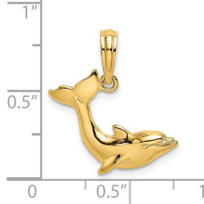 14K Yellow Gold Jumping Dolphin Charm