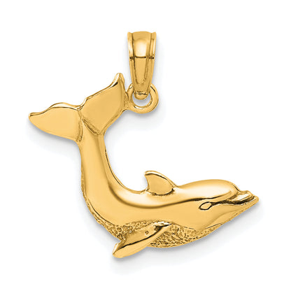 14K Yellow Gold Jumping Dolphin Charm