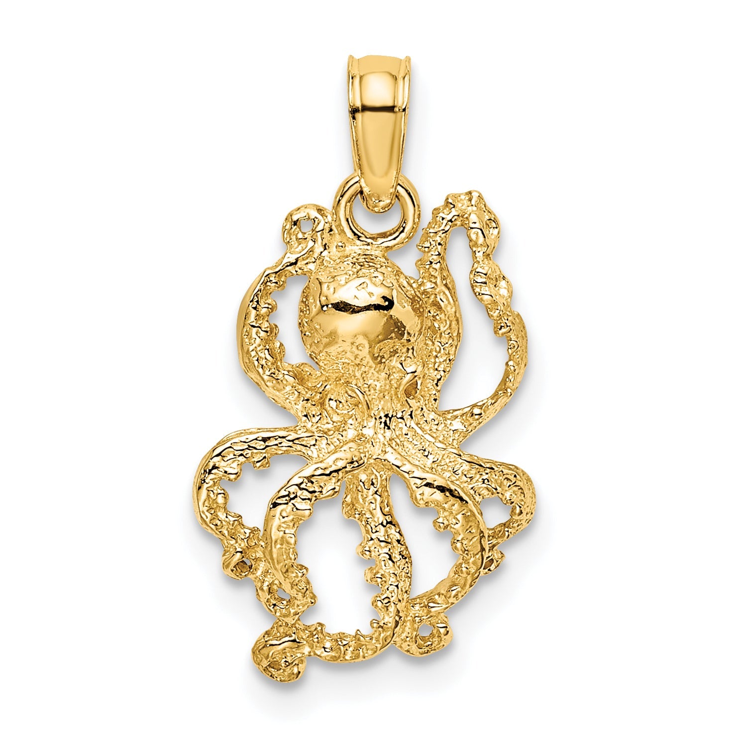 14K Yellow Gold Textured Octopus Charm