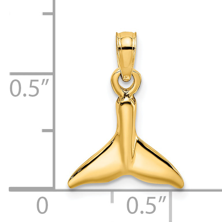 14K Yellow Gold Polished Small Whale Tail Charm