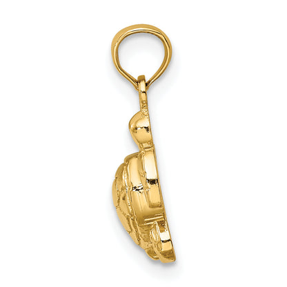 14K Yellow Gold Textured Mini Sea Turtle Charm