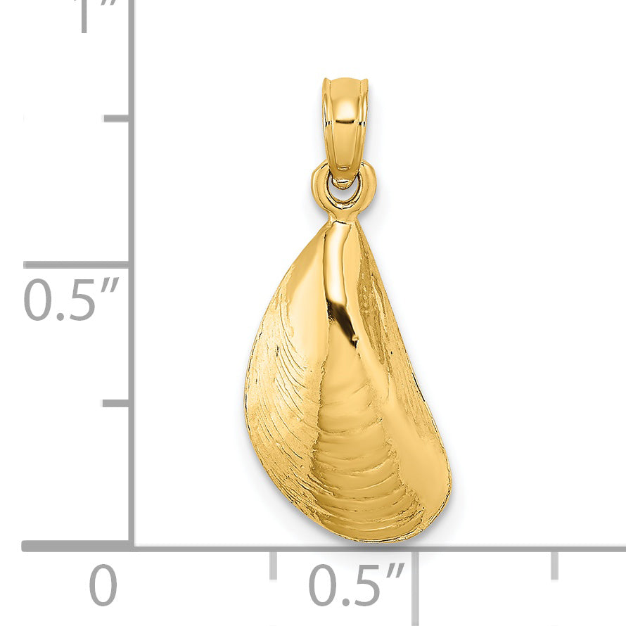 14K Yellow Gold Polished Mussel Shell Charm