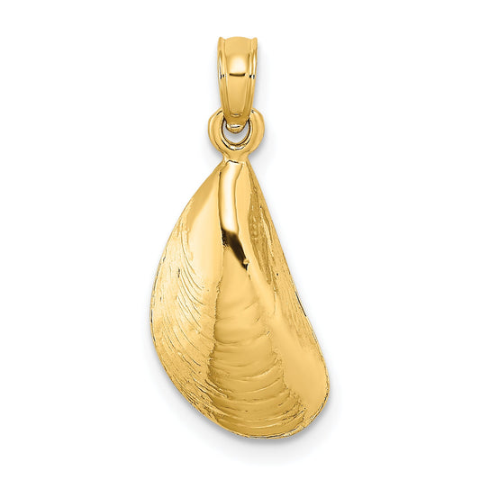 14K Yellow Gold Polished Mussel Shell Charm
